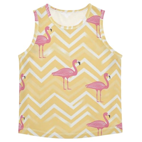 susiyo Pink Flamingo Yellow Background Boys Sleeveless Tank Top Girls Athletic T Shirt