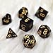 Orgonite Shop Natural Gemstone DND Dice Set 7PCS Crystal Dice for Dungeons and Dragons Handmade Stone Dice for Table Games Dice Set with Gift Case (Black Obsidian)