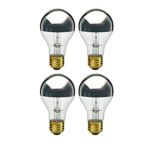 Pack of 4 60A19/SB Half Chrome Silver Bowl A Shape Medium (E26) Base Incandescent Light Bulb