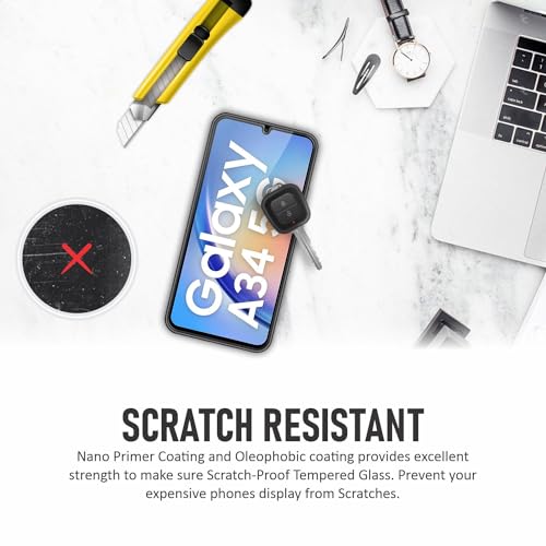 Image of SupCares Tempered Glass for Samsung Galaxy A34 (6.6 Inch) With Installation Kit | Military-Grade Gorilla Screen Protector | Edge to Edge Coverage | Black