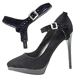 Eliza May Detachable Shoe Straps ShooStraps - to Hold Loose high Heeled Shoes Black Suede