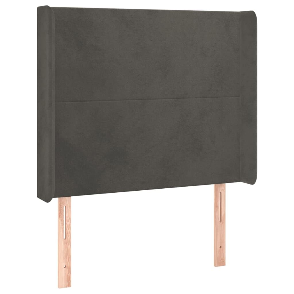 Zagłówek z uszami, ciemnoszary aksamit, 103 x 16 x 118/128 cm, regulacja wysokości, tapicerowany zagłówek do ramy łóżka, elegancki design, miękki materiał