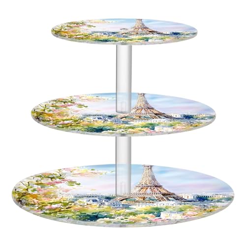 PYBUG The Paris Tower 3 Tier Acrylic Cupcake Stands Tower,Dessert Table Display Set for Tea Party,Wedding,Birthday, Baby Shower