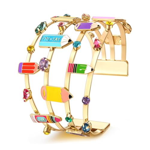 Teacher Appreciation Gifts for Women, Teacher Gifts Bracelets, Pencil Cuff Bracelet Bangles Back To School Jewelry Accessory