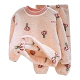 [Avarrerog] パジャマ キッズ 男の子 冬 女の子 子供 モコモコパジャマ 長袖 裏起毛 ルームウェア 厚手 あったか トップス ズボン 上下セット 可愛い ベビー パジャマ もこもこ フリース 暖かい ナイトウェア (130)