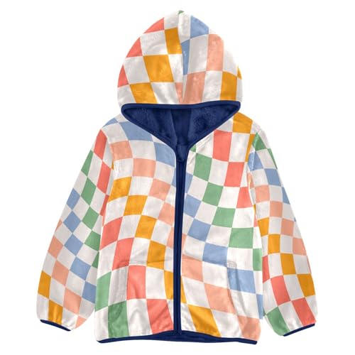Colorful Chessboard Checkered Retro Toddler Jackets for Boys Winter Outerwear Kids 3T-10T