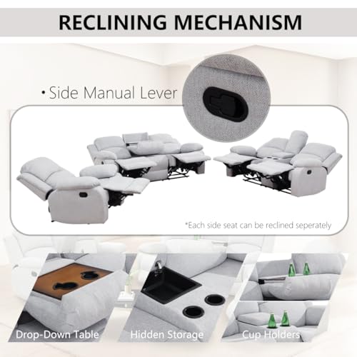 Sillón reclinable manual moderno gris miniatura 3