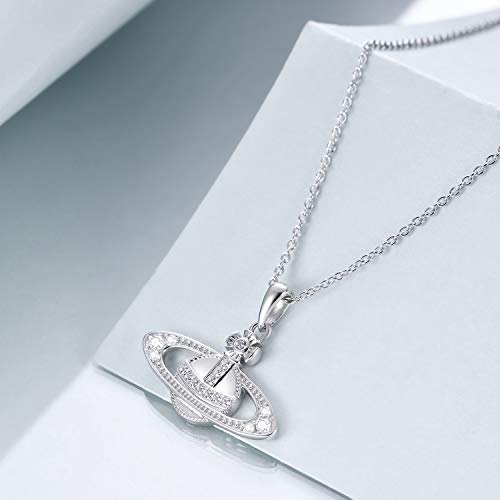 LILALO Sterling Silver Saturn Necklace Opal Moonstone Planet Saturn Jewelry Gifts for Women Teens Birthday2