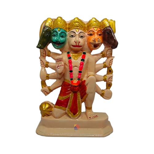 Image of Hanuman murti - Hanuman Idol for Home Decor & Office - Panchmukhi Hanuman - (22 cm) (Skin Color)