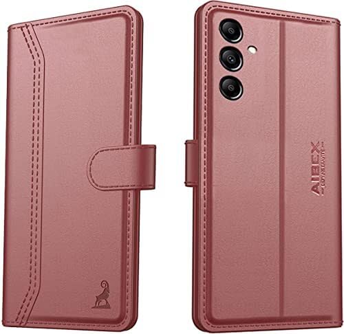 Image of AIBEX Compatible for Samsung F54 5G Flip Cover Leather Finish | Inside TPU with Card Pockets | Wallet Stand | Complete Protection Flip Case - Brown