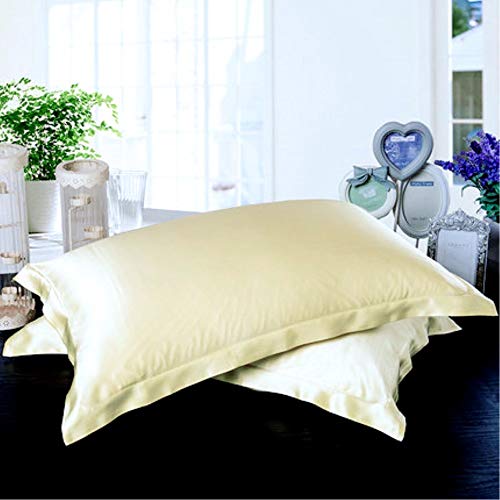 Fundas de almohada estándar de satén sedoso, varios colores. 2 piezas, de Juwenin., seda sintética raso, beige, Estándar