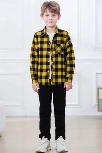 Image of Betusline Boy and Men Button Down Plaid Shirt