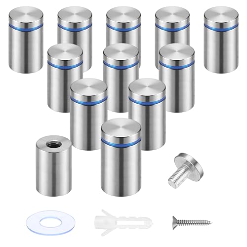 Image of Pelopy 12 Pcs Sign Standoff Screws Advertising Screws Stainless Steel Wall Standoff Mounts Glass Acrylic Nail (1 x 1-5 /8 Inch)
