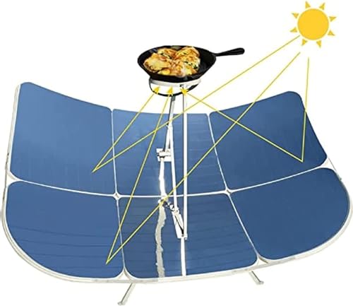 Fuel-free solar cooker, 1800W Concentrating Solar Cooker Solar Cooker Sun Oven Outdoor Oven 1.5m Diameter Parabolic Focal Spot Temperature:700-1000Ã‚Â°C for Outdoor Hiking Picnic BBQ, Manual Adjustment