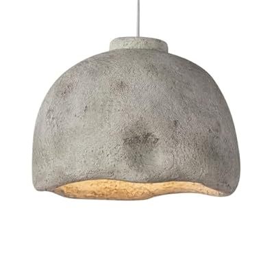 Modern Cylindl Pendant Light, Japanese Wabi-Sabi Resin Hanging Lamp Adjustable Height Chaner for Dining Room Kitchen Island