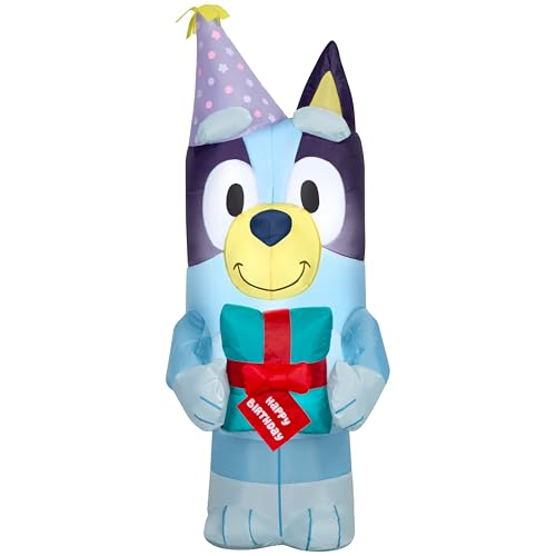 Gemmy Bluey Birthday Inflatable 3.5 Ft Tall Lighted Bluey Party Yard Decoration Outdoor Decor with Stakes and Tethers