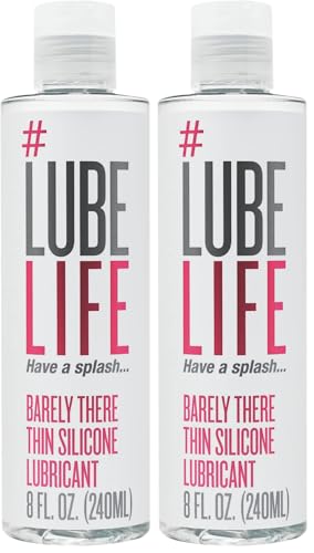 LubeLife Barely There Thin Silicone-Based Lubricant, Long Lasting, Water Resistant, Personal Lubricant for Men, Women and Couples, 8 Oz (Pack of 2)