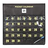 ateena お薬カレンダー 1ヶ月 薬ケース 服薬カレンダー 薬分けカレンダー 薬入れ 壁掛け ポケット付きカレンダー 飲み忘れ防止 (グレー, 45cm)