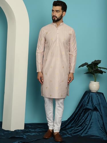 Image of SOJANYA (Since 1958 Men's Jacqard Silk Kurta & White Pyjama Set