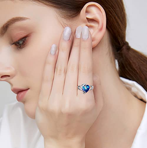 AOBOCO Sterling Silver Cat Ring with Heart Crystal - Cat Gifts2