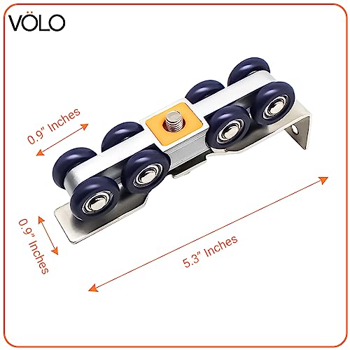 Image of Volo 8 Wheels Door Track roller for C Channel, Hanging Wheel Sliding Door Roller Set (Soft Close)