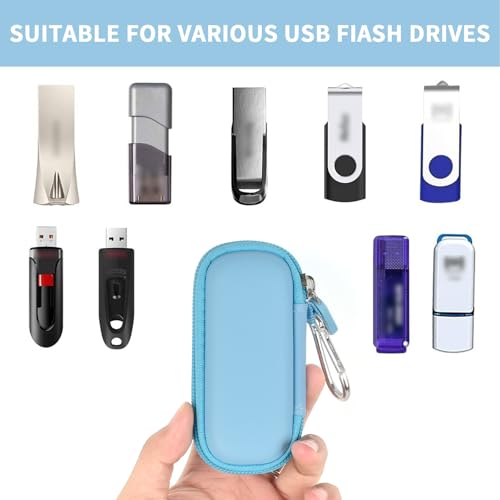 Image of USB Flash Drive Case, SD Card /Thumb Drive /Memory Cards Holder, Bag Only | SDXC /SDHC Storage, Electronic Accessories Organizer for SanDisk / for Samsung, for Students /IT /Office /School /Travel,LightBlue