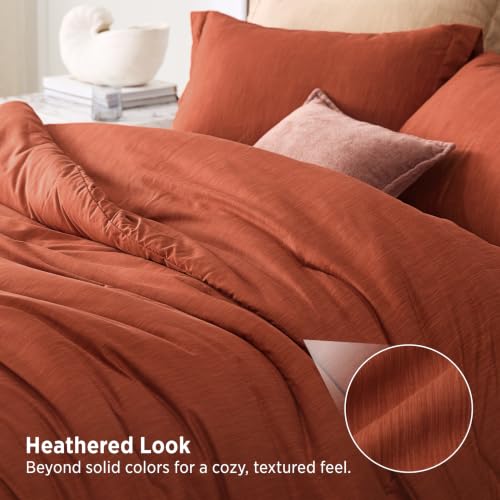 Image of Bedsure Full Comforter Set - Burnt Orange Soft Bedding for All Seasons, Cationic Dyed Bed Set, 3 Pieces, 1 Full Size Comforter (82 inchx86 inch) and 2 Pillow Shams (20 inchx26 inch+2 inch)