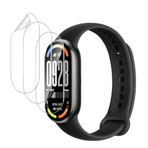 GEEMEE para Xiaomi Mi Smart Band 10 Protector de Pantalla, 3 Piezas de película Flexible Ultra HD TPU antihuellas Dactilares a Prueba de explosiones con Borde Curvo -Transparente