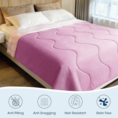 Image of Seward Park Cooling Comforter Full /Queen, All Season Reversible Cooling Blanket for Night Sweats, Cold Touch Fabric for Hot Sleepers, Breathable Lightweight for Summer, Lavender /Pink, 86x92 Inches