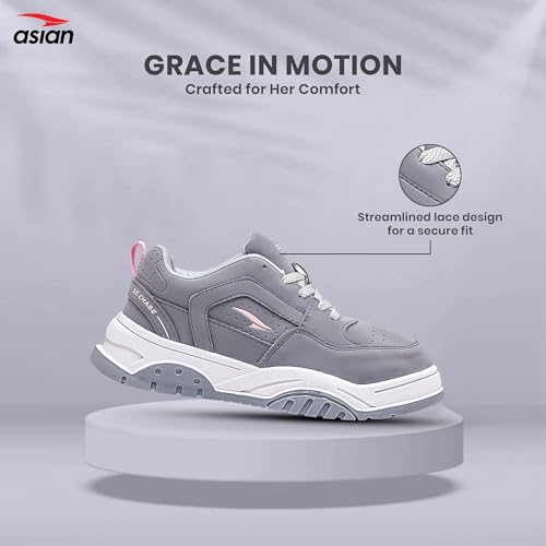 Image of ASIAN Nancy-05 Sneakers for Women | Trendy Lightweight Casual Shoes with Cushioned Comfort, Non-Slip Grip Sole & Stylish Everyday Wear for Walking, College & Outings