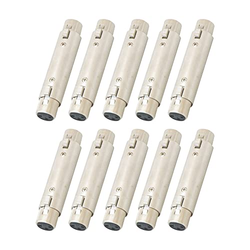 Image of MX 3 Pin XLR Microphone pin Pure Copper Nickel Plated for High Conductivity microphone (3-pin XLR female to female connector, Pack of 10, Female Connector)