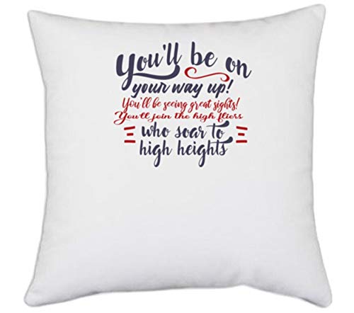 UDNAG White Polyester 'You Will be on Your Way | Dr. Seuss' Pillow Cover [16 Inch X 16 Inch]
