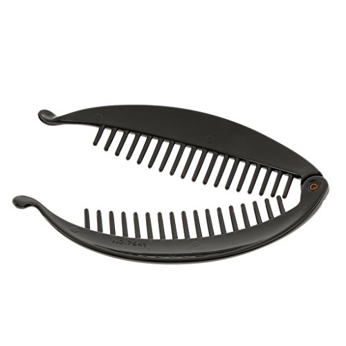 Presilha de cabelo estilo banana feminina com pente - Preta