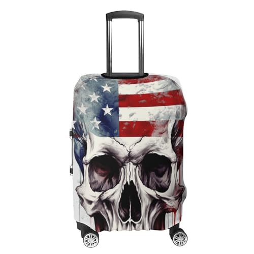 Travel Luggage Cover Elastic Suitcase Protector Anti-Scratch Washable American Flag Skull Luggage Sleeve Tsa Approved Carry on Covers Baggage Cover Fits 18-32 Inch Luggages4