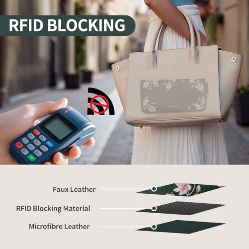 Image of Pomelo Best Wristlet Women Wallet Floral RFID Clutch Purse | Vegan Leather, Multi Credit Card, Large Capacity Zip Around Long Travel Wallets with Coin and Phone Pocket for Ladies