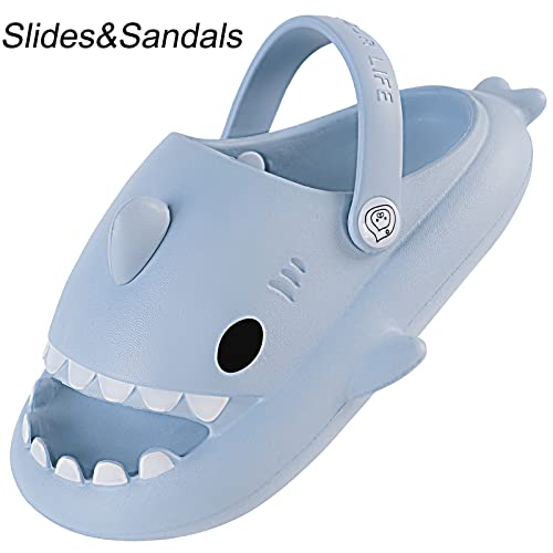 Image of KVbabby Kids Shark Slides Boys Girls Cloud Sandals | Cloud Sandals,Open Toe,Beach Pool Water Shoes,Slip-on,Lightweight,Non-Slip,Soft,Flexible,EVA Slippers