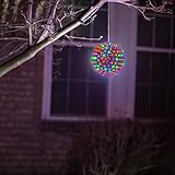 Alpine Corporation 8' Tall Flashing Sphere Hanging Ornament with 200 Multi-Colored LED Lights, Indoor/Outdoor Christmas Decoration for Tree, Porch, Patio, or Window Display