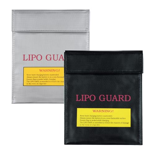 Tikplus 2 Stück Feuerfest Wasserdicht Safe Bag, Akku Tasche Feuerfeste Dokumententasche, Kleine Feuerfeste Geldtasche Battery Safety Guard für Aufbewahrung von Batterien oder Wertgegenständen