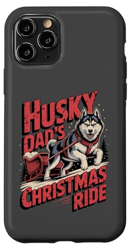 Husky Dad's Christmas Ride Funny Holiday Dog スマホケース iPhone 11 Pro 用