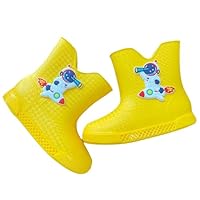 Kids Wellies Toddler Rain Boots Baby Rain Boots Short for Toddler Easy-on Lightweight and Infant (Yellow, 8