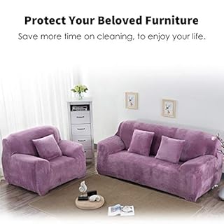 PETCUTE Copridivano Elasticizzato 3 posti Fodere per Divano in Velluto Copridivano Spesso Copri Divano Viola Chiaro