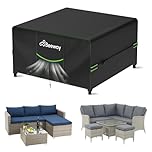 BEEWAY Garden Furniture Cover With Air Vent, Waterproof Patio Rattan Sofa Table Chair Set Cover - 420D Oxford Fabric, Windproof -200x200x92cm