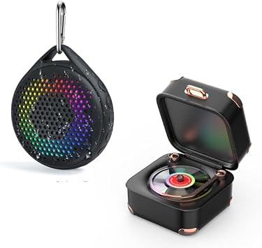 Blutooth Speakers, Shower Speaker & Vinyl Speaker, Colorful Lights, TF Card