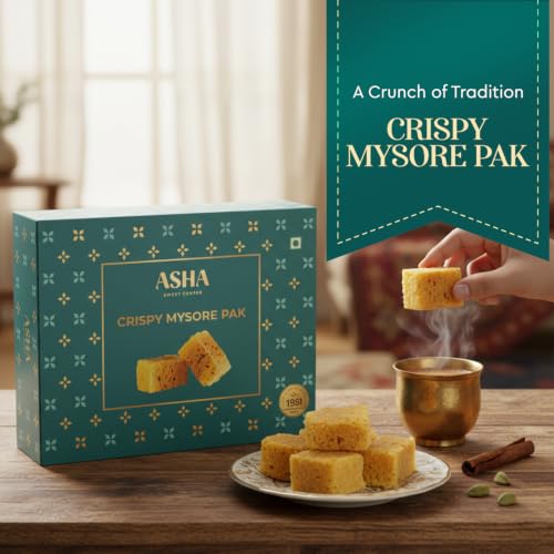 Image of ASHA SWEET CENTER Crispy Mysore Pak 150G|Premium Besan Mysore Pak|Traditional Flavor With Perfect Crispy And Delicious South Indian Ghee Mithai With Real Taste|Crunchy Gift Box For Special Occasion