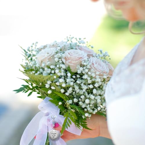 MIXJOY Something Blue Gift for Bride, Wedding Day Bridal Blue Pearl Angel Wings Bouquet Garter Charm for Bride to Be4