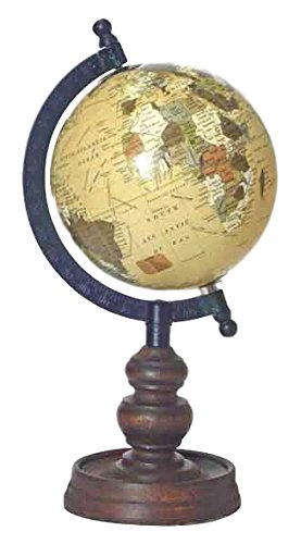Better & Best Bola del Mundo pequeña Beige, con pie de Madera, 12,5 cm, Resina con Papel tratado, 15.00x12.50x26.00 cm