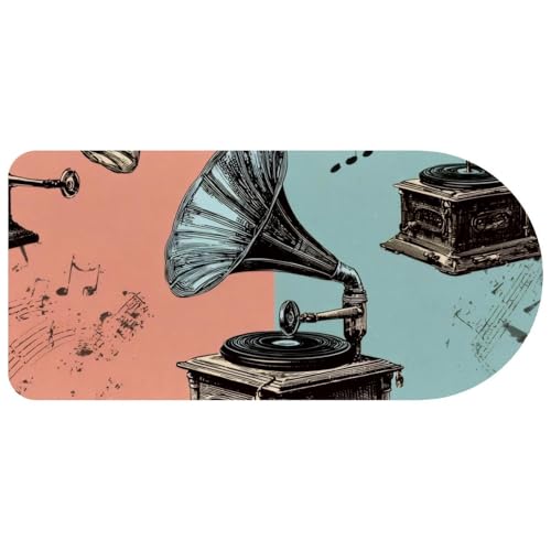 Tapis de souris de jeu rétro gramophone pour bureau à domicile