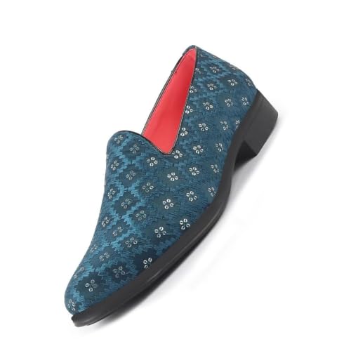 Image of FAUSTO Men Embroidered Sequin Ethnic Slip-On Juttis and Mojaris with Memory Cushioned Insole | Traditional Party Loafer Kurta Shoes for Wedding, Reception
