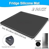 LDXDRU 2 Pack 23.6 x 23.6 Inch Fridge Silicone Mat, Grey Washing Machine Mat with Raised Edges, Under Refrigerator Floor Protector Freezer Mat for Dryer Mini Fridge Wine Cabinet - Image 2