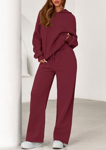 PRETTYGARDEN Women's 2 Piece Outfits Fall Sweatsuits Oversized Hoodies Wide Leg Sweatpants Tracksuits Lounge Matching Sets4